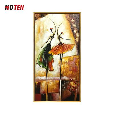 China 100% Hand Painted Contemporary Abstract Art Ballet Dancers Oil Paintings On Canvas Wall Art Ready To Hang For Home Decoration for sale