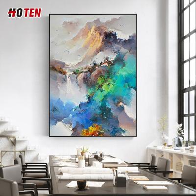 China Modern Large Abstract Landscape Painting Background Wall Decoration Hanging Painting Pure Hand Painted Modern Oil Painting for sale