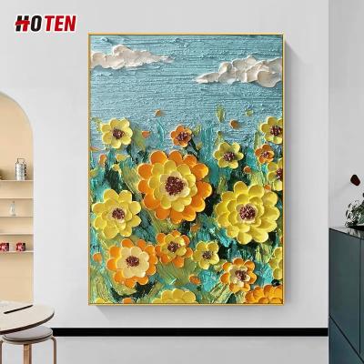 China Sunflower modern handmade three-dimensional cloud Van Gogh painting flower decorative painting home painting for sale