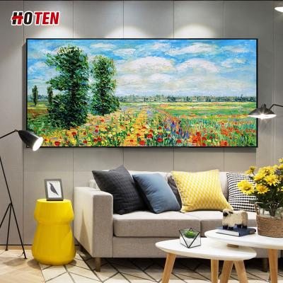 China Impressionist Monet's Spring Grows Pure Hand-painted Thick Decorative Oil Painting Landscape Oil Painting Print Main Painting for sale