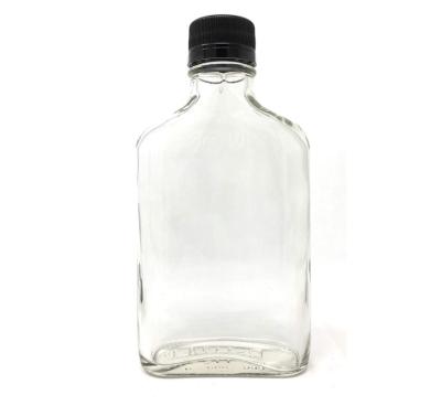 China 100ml 200ml 375ml Vial Eco-friendly Glass Liquor Bottle With Black Caps For Wine Juice for sale