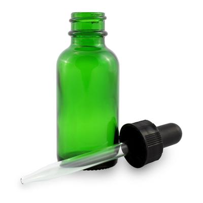 China Xuzhou eco-friendly green glass child dropper bottle for e liquid packaging with pipette dropper for sale