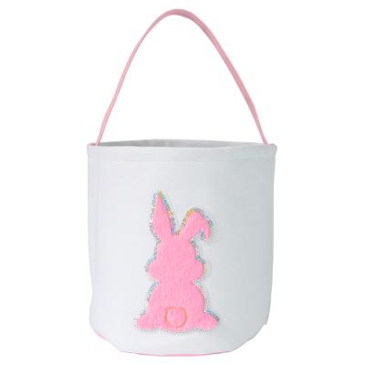 China Diy Opens Custom HTV Heat Transfer Vinyl Sublimation Customize Easter Basket Blank Bucket Polyester Rabbit Bags Decoration Crafts for sale