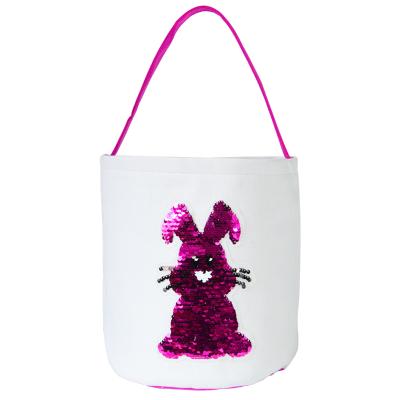 China Diy Opens Custom HTV Heat Transfer Vinyl Sublimation Customize Easter Basket Blank Bucket Polyester Rabbit Bags Decoration Crafts for sale