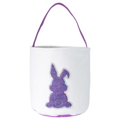 China Diy Opens Custom HTV Heat Transfer Vinyl Sublimation Customize Easter Basket Blank Bucket Polyester Rabbit Bags Decoration Crafts for sale