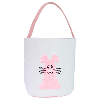 China Diy Opens Custom HTV Heat Transfer Vinyl Sublimation Customize Easter Basket Blank Bucket Polyester Rabbit Bags Decoration Crafts for sale