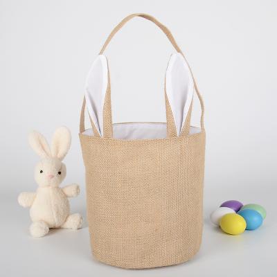 China Diy Opens Custom HTV Heat Transfer Vinyl Sublimation Customize Easter Basket Blank Bucket Bunny Bags Decoration Canvas Crafts for sale