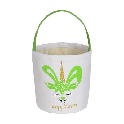 China Diy Opens Custom HTV Heat Transfer Vinyl Sublimation Customize Easter Basket Blank Bucket Polyester Rabbit Bags Decoration Crafts for sale