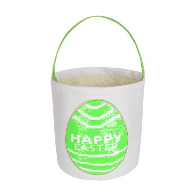 China Diy Opens Custom HTV Heat Transfer Vinyl Sublimation Customize Easter Basket Blank Bucket Polyester Rabbit Bags Decoration Crafts for sale