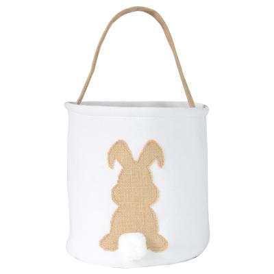 China Diy Opens Custom HTV Heat Transfer Vinyl Sublimation Customize Easter Basket Blank Bucket Polyester Rabbit Bags Decoration Crafts for sale