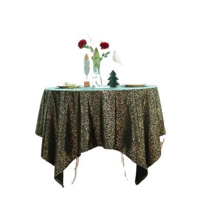 China Green Color Non-slip Customized Home Printed American Sequin Wedding Party Fabric Comfortable Round Dining Room Decorative Tablecloth for sale