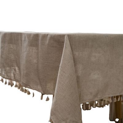 China Home Reusable Warm Rectangular Polyester Round Nordic Seller Amazon Tassel Canvas Table Cloth For Outdoor Wedding Decoration for sale