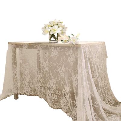 China Universal Durable American White Lace Table Cover Rectangular Rustic Tablecloth Covered Rose Wedding Home Party Decoration for sale