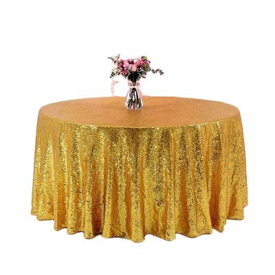 China European and American Solid Color White Sequin Polyester Round Decoration Durable Wholesale Custom Banquet Wedding Hotel Tablecloths for sale