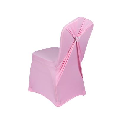 China New Simple Fancy Spandex Stretch Wear-Resistant Butterfly Bows Ruffled Back Chair Cover for Wedding Banquet Restaurant Events for sale