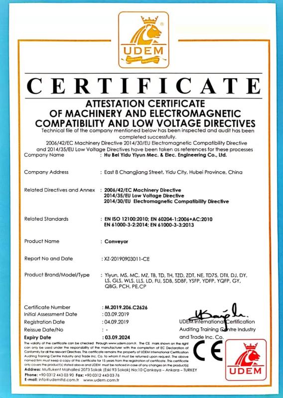 CE - Hubei Yidu Yiyun Mec&Elec Engineering Co., Ltd.