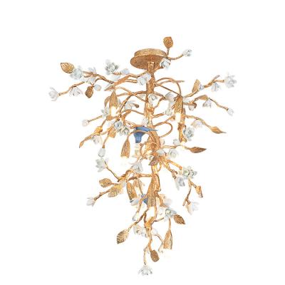 China Modern Modern Art Design Hotel Project Copper Ceramic Gold Led Chandelier Light for sale