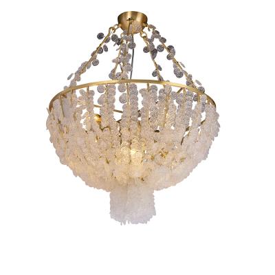 China Other Nordic Style Customized Soft Warm White Crystal Copper 4Ft Desk Led Pendant Light for sale