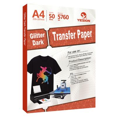 China Apparel A4 Size Glitter Inkjet Heat Transfer Paper For Cotton Dark T-shirt for sale