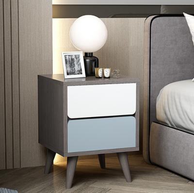 China Durable Luxury American Style Bedroom Bedside Table 2 Drawer Modern Wood Bedside Cabinet for sale