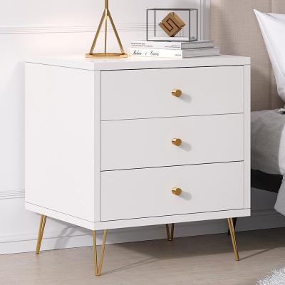 China New Storage Durable White Bedroom Furniture Luxury Modern Wooden Nightstand Bedside Table for sale