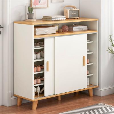 China Durable Shoes Box Home Entryway Minimalism White High Capacity Use 5 Tier Wooden Shoes Rack for sale