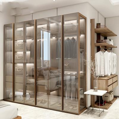 China New Design Durable Walk In Bedroom Small Wardrobe Wardrobe Glass Wood Wardrobe for sale