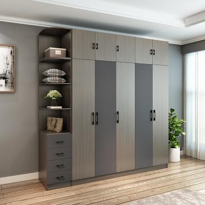 China New Durable Custom Double Wood Color Wardrobe With Fitted Mirror for sale