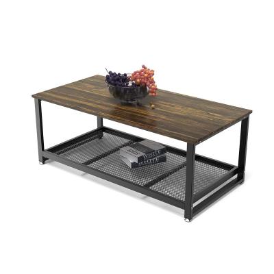 China Durable Custom Rustic Metal Frame Living Room Furniture Wood Top Coffee Table for sale