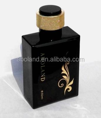 China Personal Care Free Samples 50ml Matte Black Glass Frosted Perfume Bottle With Pump Spray Cap Wholesales for sale