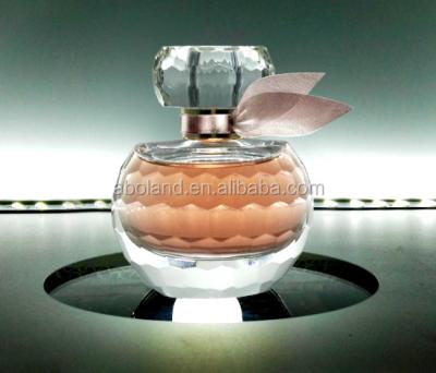 China High Quality 30ml Personal Care Frosted Clear Circle Shaped Crystal Perfume Spray Bottle With Ribbon for sale