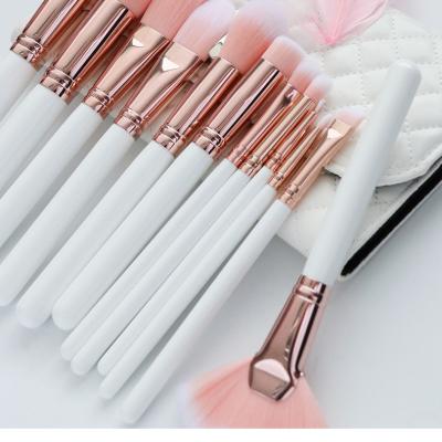 China Angular Blush White Handle Create Own Brand Cheap Makeup Brush Set Make Up Brush for sale