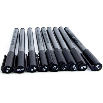 China Art Sketch Liner Hook Pen Microporous/Nylon/Black Waterproof Micron Brush Supplies Pigment Liner Sketch Pens for sale