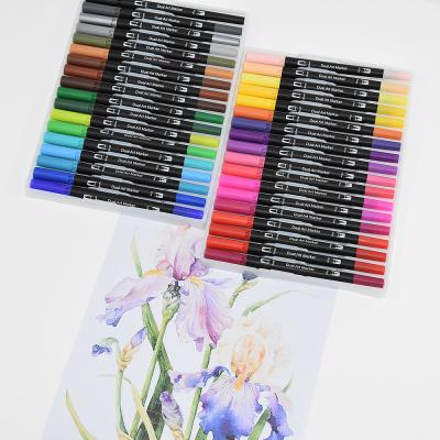 China Dual Fine Brush Pen Watercolor Tip Brush Marker Liner Felt Tip Water Color Highlighters for sale