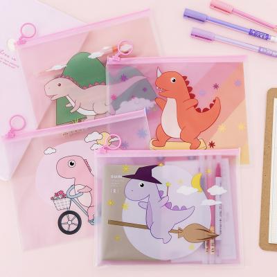 China Stationery bags folder magic transparent bag ring dinosaur creative students to organize and store stationery bag pen bag for sale