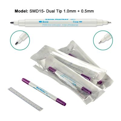 China Medical Surgical/Medical Pen Professional Surgical Tip Skin Marker, Sterile Tattoo Stencil Markers Pen With Paper Ruler Medical Skin Marker Pen for sale