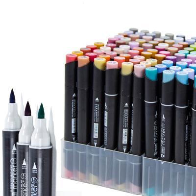 China Wholesale Tip Dual Use Non-Toxic Environmental Fiber Ink Alcohol Marker Pen Set Round for sale