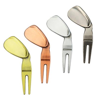 China Custom Logo Wedge Design Divot Zinc Alloy Putting Green Repair Tool Golf Accessories Golf Accessories Divot Tool for sale