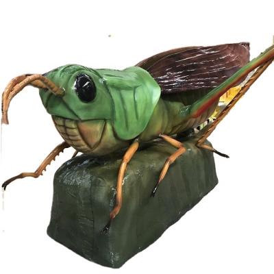 China Amusement Park Waterproof Entertainment Animatronic Green Grasshopper Statue For Zoo for sale