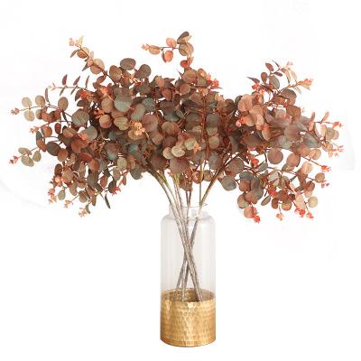 China Environmental Friendly Simulated Plant Leaf Branches Wedding Home Decoration Artificial Eucalyptus Leaves Bundle for sale