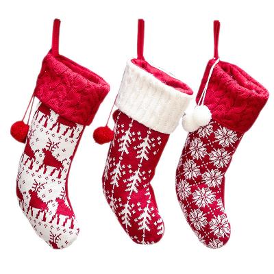 China Decoration Fashionable Popular Festive Christmas Socks Gift Bags Knit Christmas Stocking Long Socks for sale