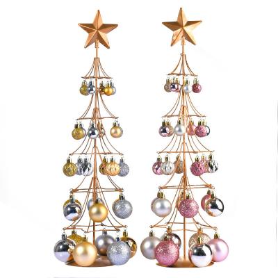 China Fashionable Gold Iron Ornaments Christmas Ball Frame 54cm Iron Painting Christmas Desktop Decorations Star Christmas Tree for sale