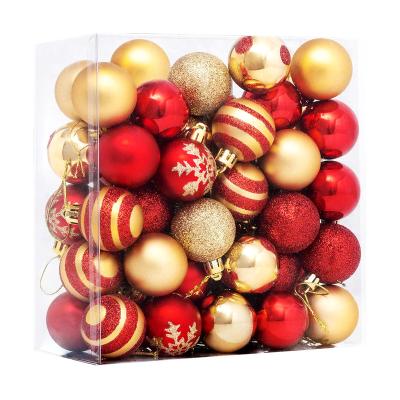 China 2022 New 50PCS /bag Trendy Wholesale Plastic Christmas Ball Ornaments Box Christmas Tree Balls Ornaments Big Plastic Ornaments for sale