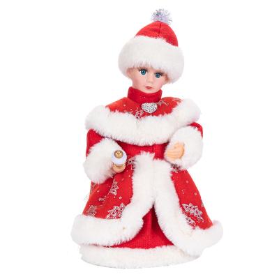 China Chrismats 30cm Christmas Decoration Girl Dolls Sing and Dance Plush Characters Kids Toys Birthday Gifts for Christmas Home New Year Ornaments for sale