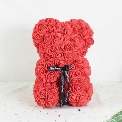 China Wholesale Beautiful Colorful 25CM Rose Bear Wedding Party Decoration Artificial Flower Teddy Bear Valentine Girlfriend Anniversary Gift rose for sale