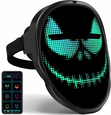 China Fashiom Bluetooth RGB Light Up LED Mask Diy Picture Animation Text Halloween Christmas Carnival Costume Party Game Kid Masks Deco GIFT for sale