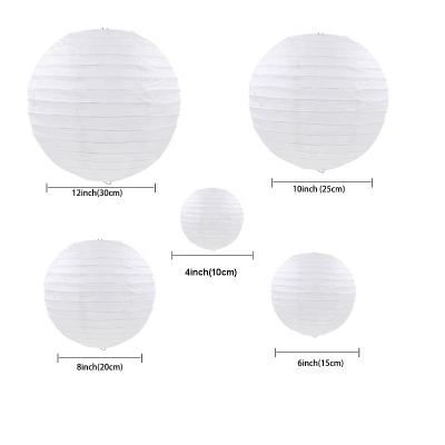 China 10pcs/set China Mixed Size (10cm, 15cm, 20cm, 25cm, 30cm) Gold White Paper Lanterns Chinese Ball Lampion for Party Wedding Birthday Decor for sale