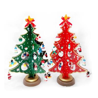 China Creative Wooden Christmas Tree Ornament Christmas Gift Table Desk Decoration MDF Christmas Tree Decoration DIY MDF for sale