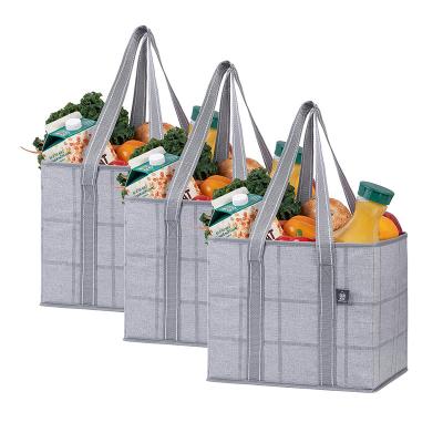 China Eco Friendly Premium Quality Long Handles Grocery Reusable Totes Foldable Non Woven Shopping Bag for sale