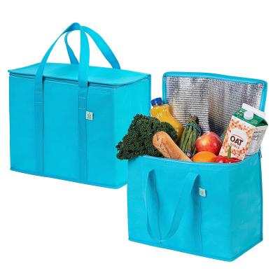 China Large Grocery Cooler Lunch Ice Insulation Reusable Nonwoven Eco Friendly Insulated Bag for sale